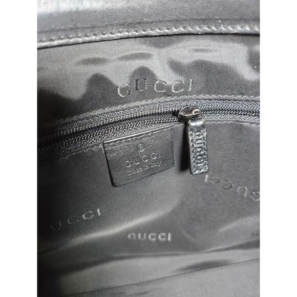 GUCCI Jackie Bardot Shoulder Bag Black Canvas Piston Lock VINTAGE - Picture 9 of 15